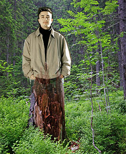 man turning into a tree