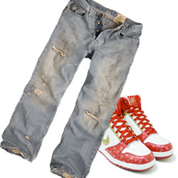 old jeans and new shoes