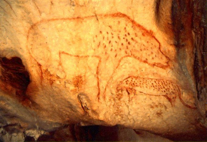 cave drawing of hyeana
